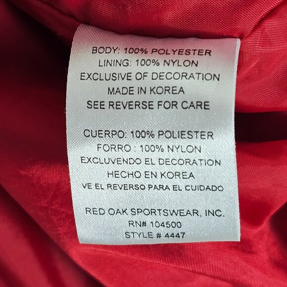 Vintage 90s Red Oak Nebraska Windbreaker Mens Long Sleeve Pullover Red Jacket - Picture 4 of 6